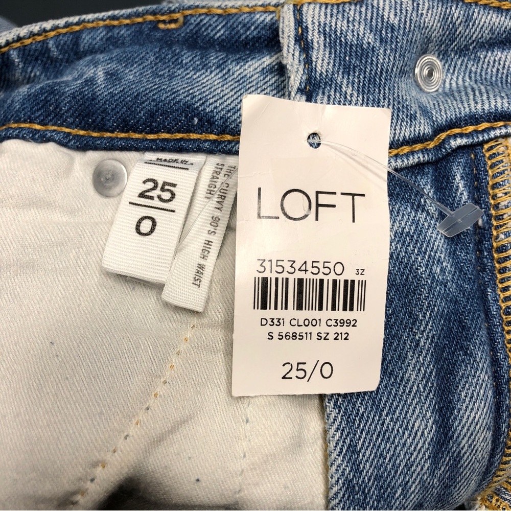 NEW LOFT The Curvy 90s Straight Leg Ankle Distressed Jean Light Indigo Size 25 - Picture 7 of 14